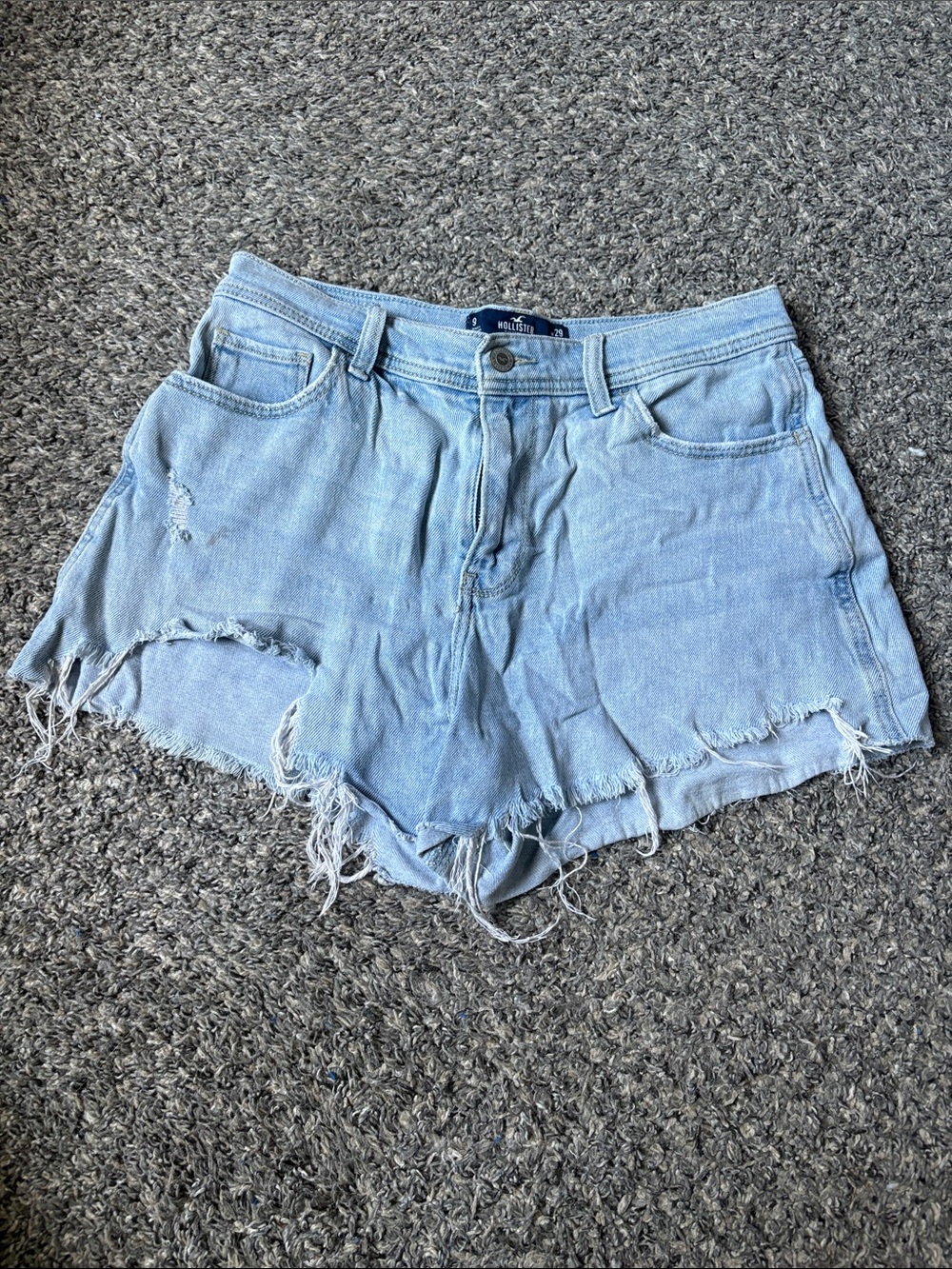 Hollister Light Wash Distressed Denim Cutoff Shorts